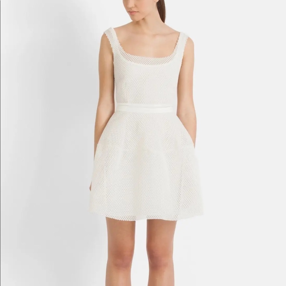 NWT- Maje Robe Matiere White Basket Netted Mini Dress